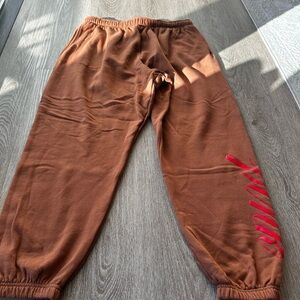 PINK Victoria's Secret Brown Joggers with Red Script